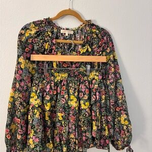LoveShackFancy Multicolor Floral Top and skirt
